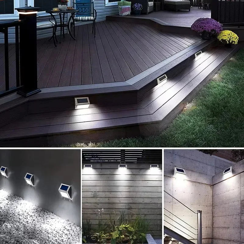 Solar Stainless Steel 3LED Step Light Waterproof Anti-corrosion and Environmental Protection Wall Light for Garden Fence Wall