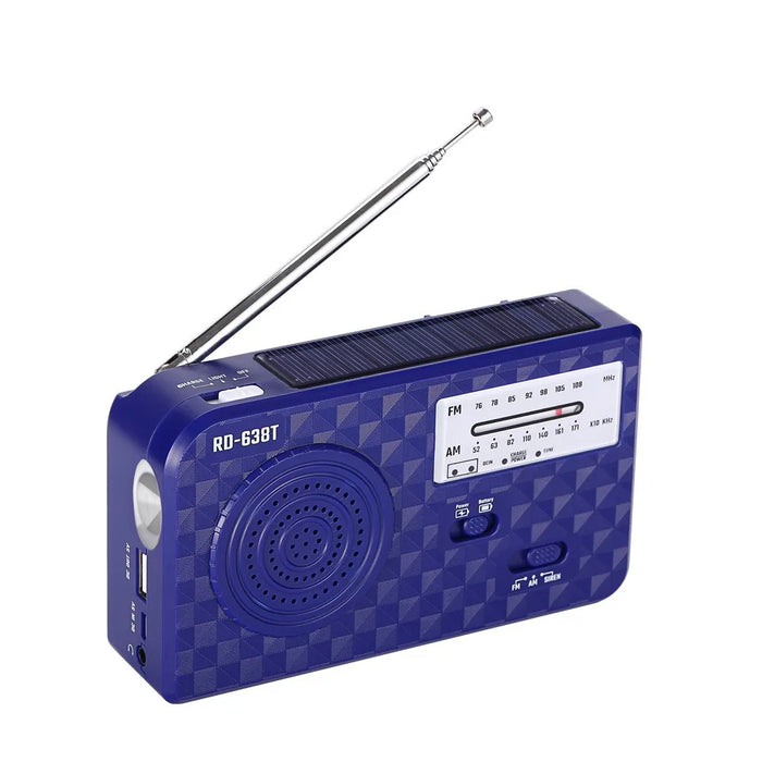 LED Solar Hand Crank Radio Solar Power USB Charger AM FM Radio SOS Alarm Auto Scan AM/FM Emergency Flash Light Outdoor Camping