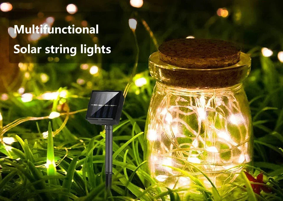 Solar String Fairy LED Lights Christmas Lights Waterproof Outdoor Garland Solar Power Lamp Christmas for Garden Decoration.