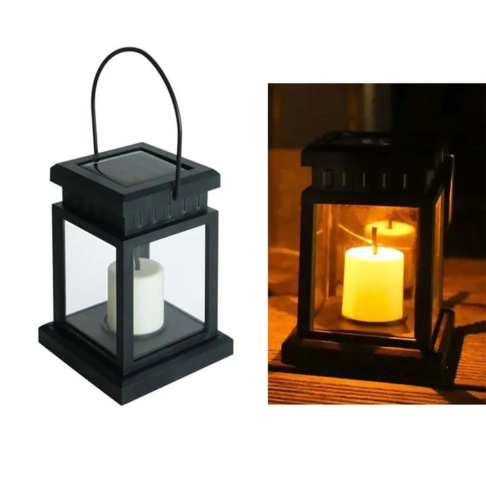 Metallic Solar Lantern Hanging LED Garden Lights Christmas Night Light for Outdoor Patio Lawn Backyard Courtyard Tabletop Decor