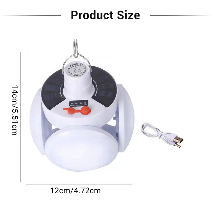 Solar LED Camping Lantern Tent Lamp With Hook Portable Outdoor Football Folding Light Emergency Hurricane Camp Lamp