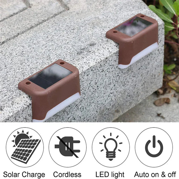 4Pack Solar Deck Lights LED Waterproof Outdoor Solar Powered Warm LED Step Lights for Decks Stairs Patio Yard Garden Decor Fence