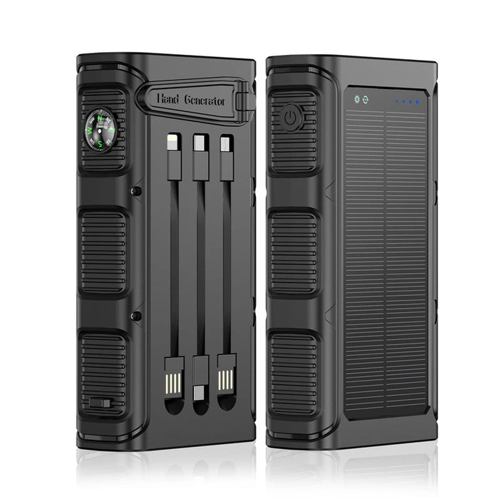 30000mAh Hand Crank Solar Power Bank PD 20W External Battery Fast Charging Powerbank for iPhone 14 Xiaomi Portable Solar Charger