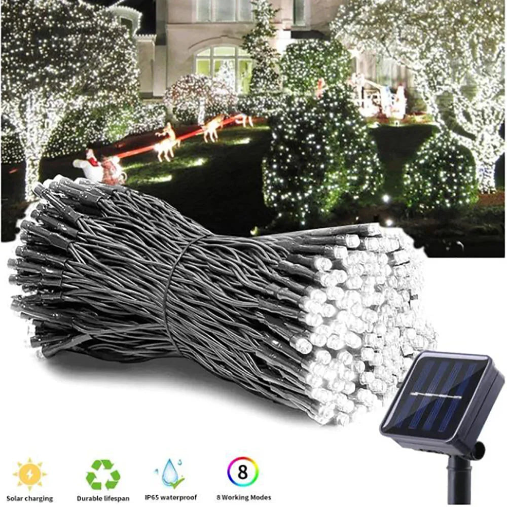 Solar Powered Outdoor Fairy Lights IP65 Waterproof 8 Lighting Modes Suitable for Christmas Decoration Wedding Decoration