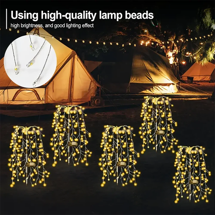 Solar-Powered Garden Lights Outdoor Waterproof Firecracker Fireworks Lights for Patio Pathway Lawn Party Camping Decoration
