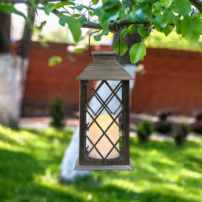 Solar LED Hanging Light Outdoor Garden Lantern Shape Ornament Backyard Porch Terrace Lawn Decoration Art Sculpture