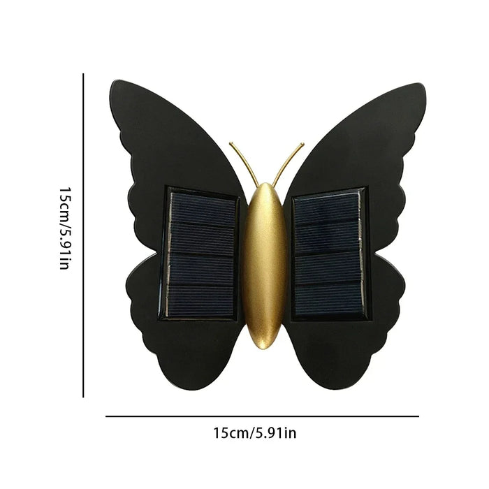 Solar Outdoor Butterfly Wall Light Waterproof Garden Light Courtyard Balustrade Fence Deck Balcony Decorative Solar Powered Lamp