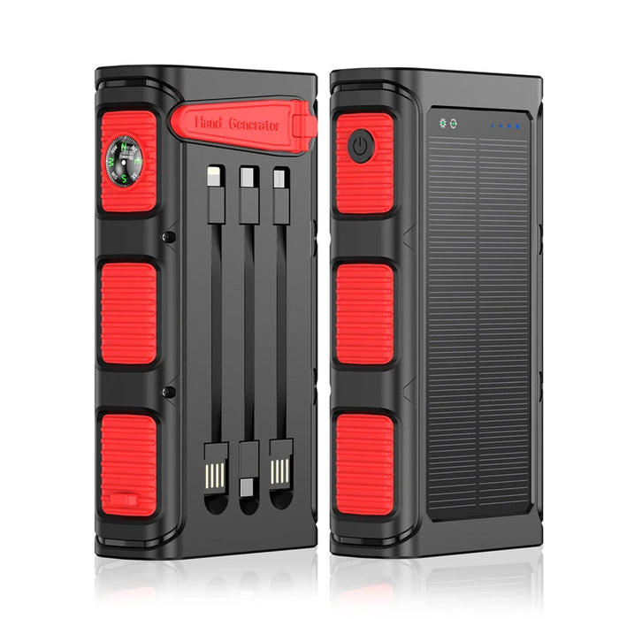 30000mAh Hand Crank Solar Power Bank PD 20W External Battery Fast Charging Powerbank for iPhone 14 Xiaomi Portable Solar Charger