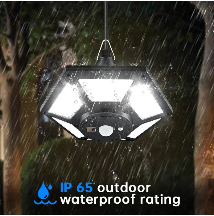 Solar Powered Shed Pendant Lamp Outdoor 5 Mode Lighting with Daytime Available Sensor Indoor Home Garage Light