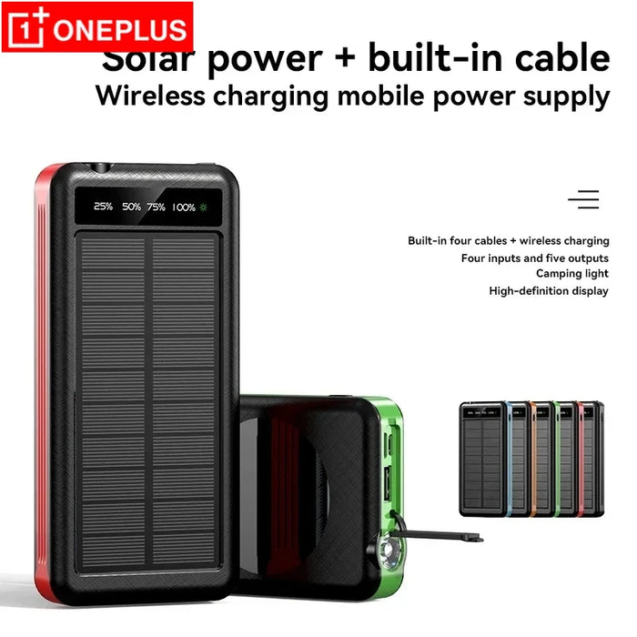 OnePlus Solar Power Bank Waterproof Outdoor Camping Portable Folding Solar Panels USB Output Sun Power For iPhone Real Capacity