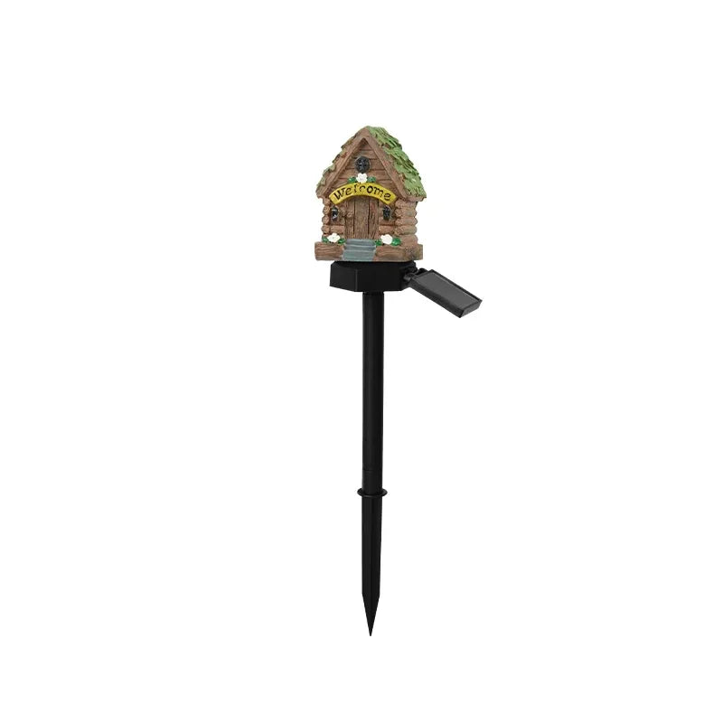 Solar Lawn Light Resin Craft Miniature Fairy Mushroom House Solar Powered Garden Yard Outdoor Decor Lamps Christmas Lamp