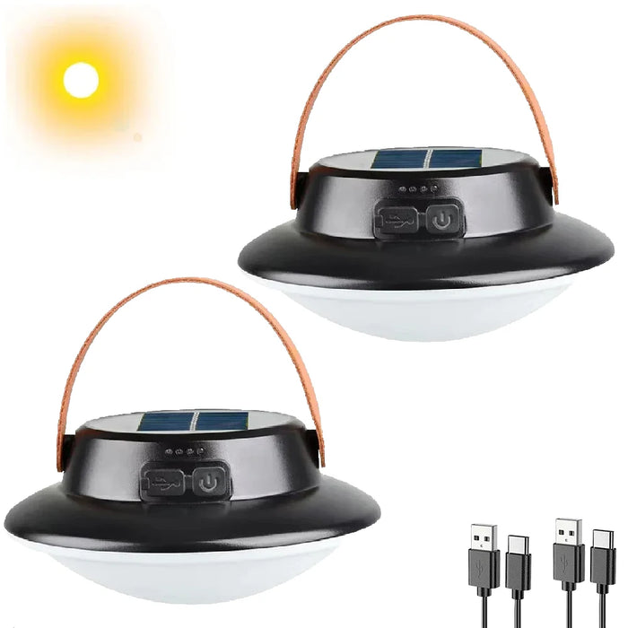 Solar LED Camping Light USB Rechargeable IP65 Lamp Outdoor Tent Hanging 4lighting Mode Lanterns Emergency Home Repair Work Light