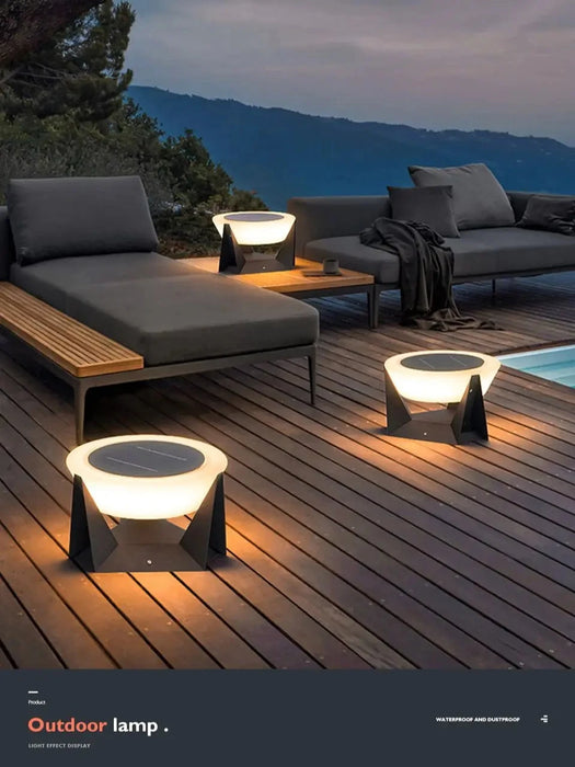 Solar Post Light Outdoor Column Pillar Light 3000K IP65 Garden Landscape Lighting for Patio Fence Cap Deck Flat Surface Fixtures