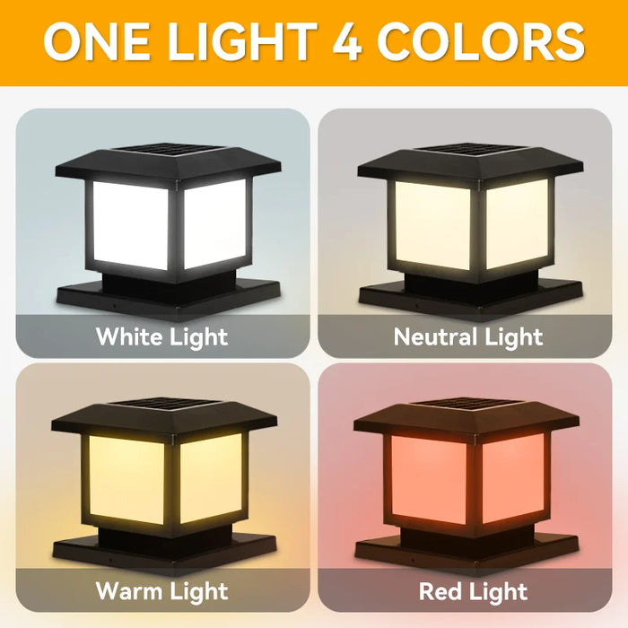 Outdoor Solar Pillar Lamp Garden Decor Sunlight Wall Lamp Street Landscape Lighting Pathway Gate Remote Control LED Solar Lights