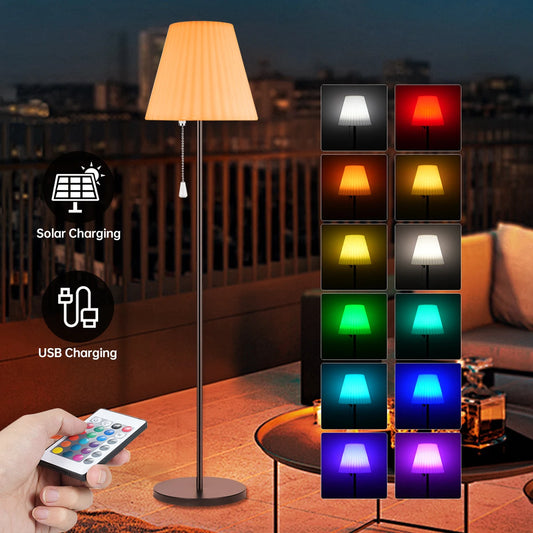 Solar Floor Lamp LED Outdoor Indoor Lamp Color Changeable With Remote Control USB Charge Table Lamp For Home Garden Yard