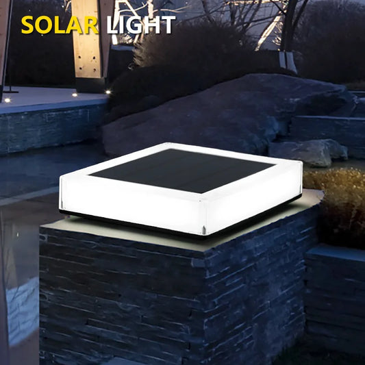 2025 Solar Energy Square Column Lamps IP68 Outdoor Door Wall Light Garden Column Light RGB Gradient Courtyard Lamp HOT