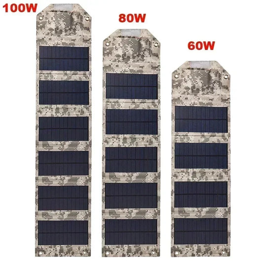 100W 80W 60W Foldable Solar Panel 5V USB Portable Folding Bag Battery Charger for Phone Outdoor Camping Waterproof Power Bank