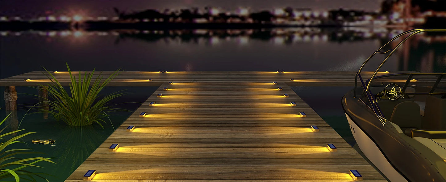 Solar LED Step Lights 4 Pack Outdoor IP68 Waterproof high Brightness Stairs Lamp With Lens Decor Lighting For Garden Deck Path
