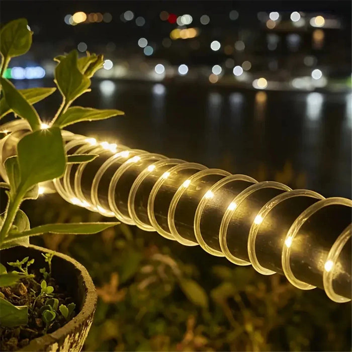 LED Solar String Lights Garden Waterproof Tube Rope Lamp Christmas Garland Fairy Lights For Outdoor Holiday Decoration Lighting