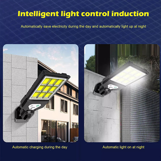 Solar Street Lights Outdoor Wireless Solar Security Wall Light Motion Sensor with 3 Lighting Modes for Porch Gutter Barn Garden