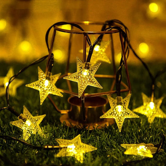 Solar Star String Lights Outdoor Waterproof LED Solar Powered Fairy Lights For Christmas Patio Garden Yard Porch Wedding Decor