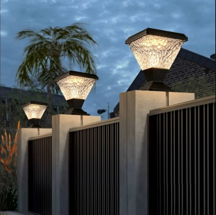 Outdoor Solar Pillar Lamp Garden Decor Sunlight Wall Lamp Street Landscape Lighting Pathway Gate Remote Control LED Solar Lights