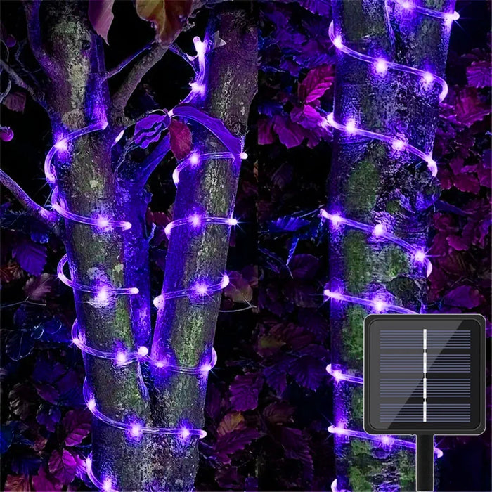 LED Solar String Lights Garden Waterproof Tube Rope Lamp Christmas Garland Fairy Lights For Outdoor Holiday Decoration Lighting