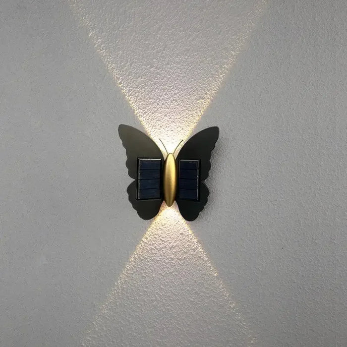 Solar Outdoor Butterfly Wall Light Waterproof Garden Light Courtyard Balustrade Fence Deck Balcony Decorative Solar Powered Lamp