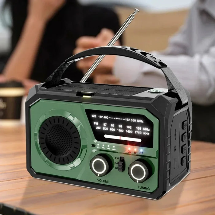 Emergency Radio AM/FM/WB NOAA Weather Radio Type-C Charging Solar Hand Crank Radio with ED Flashlight Reading Lamp Power Bank