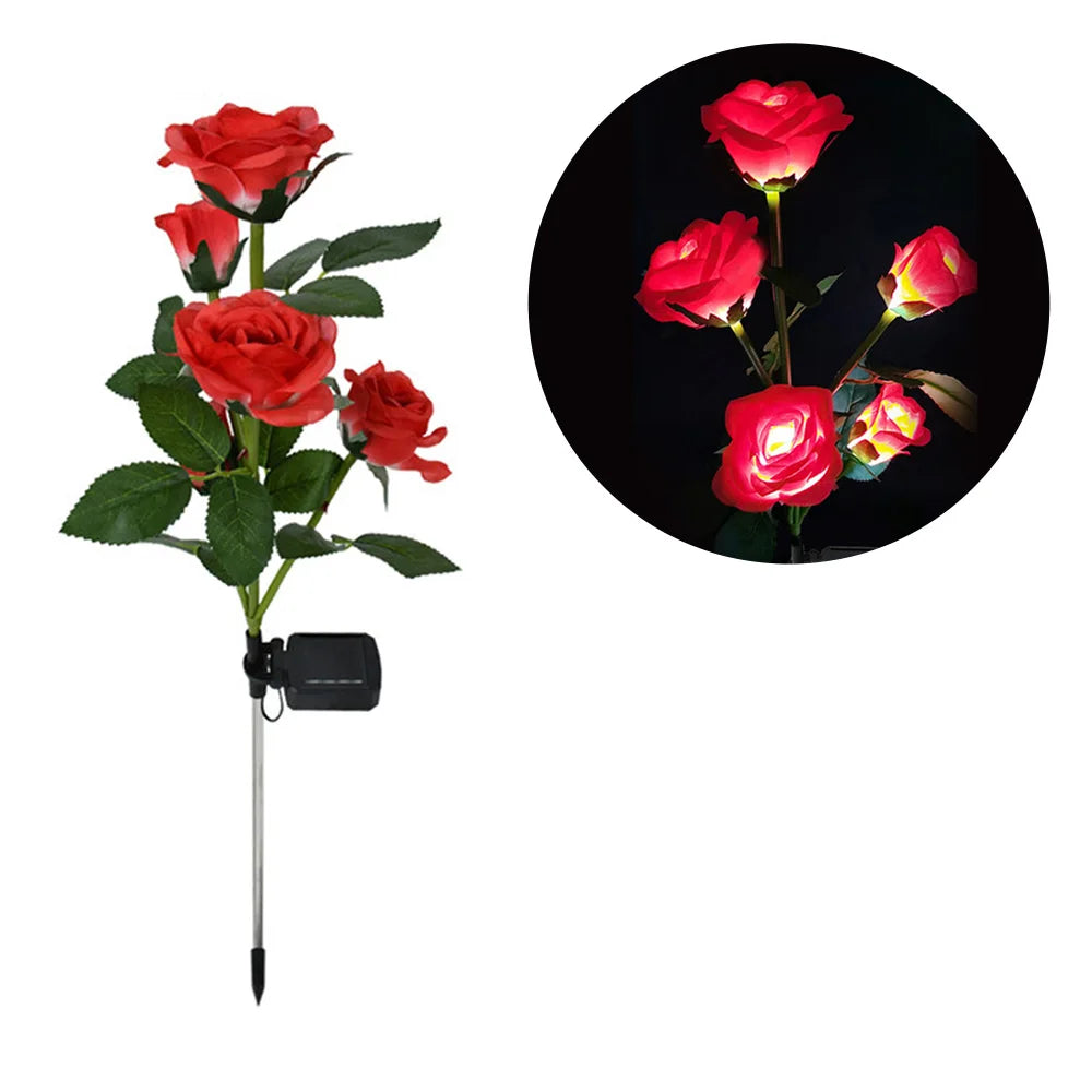 Solar Rose Flower Light Waterproof Garden Landscape Lamp Lawn Yard Pathway Light Simulation Flower Light Decorative Garden Light