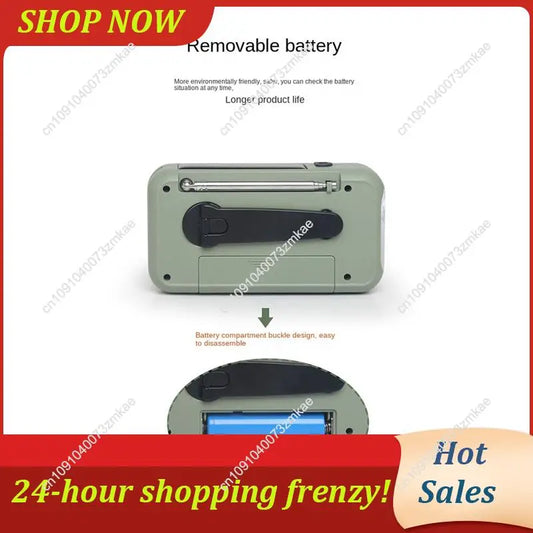 Solar & Hand Crank Power, LED Flashlight, SOS Alarm For Outdoor Emergencies