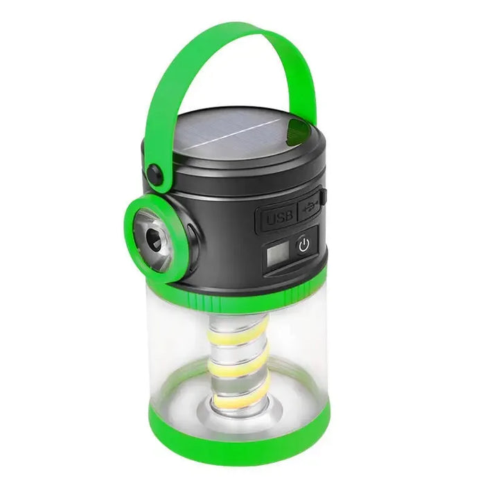 Solar Powered Camping Lamp Portable Flashlight Double Light Emergency Lights USB Charge Waterproof for Outdoor Hiking Tent