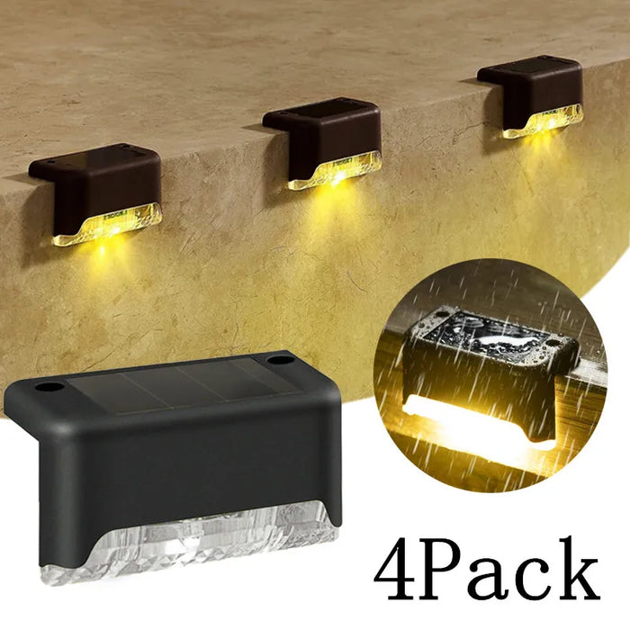 4 Pack Solar Wall Lights for Deck Step Railing Patio Stair Yard Garden Decoration Solar LED Light Outdoor Holiday Lighting