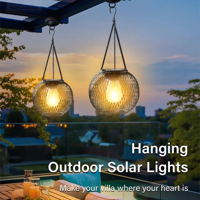 Solar Lantern Outdoor Solar Lights For Outside Decorative Hanging Lights Waterproof Solar Lanterns Hollowed-out Yard Garden Lamp