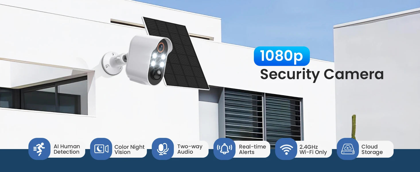Solar WIFI IP Camera WiFi PTZ Camera 2MP HD Outdoor Wireless Solar IP Camera 1080P Video Surveillance Camera Long Time Standby