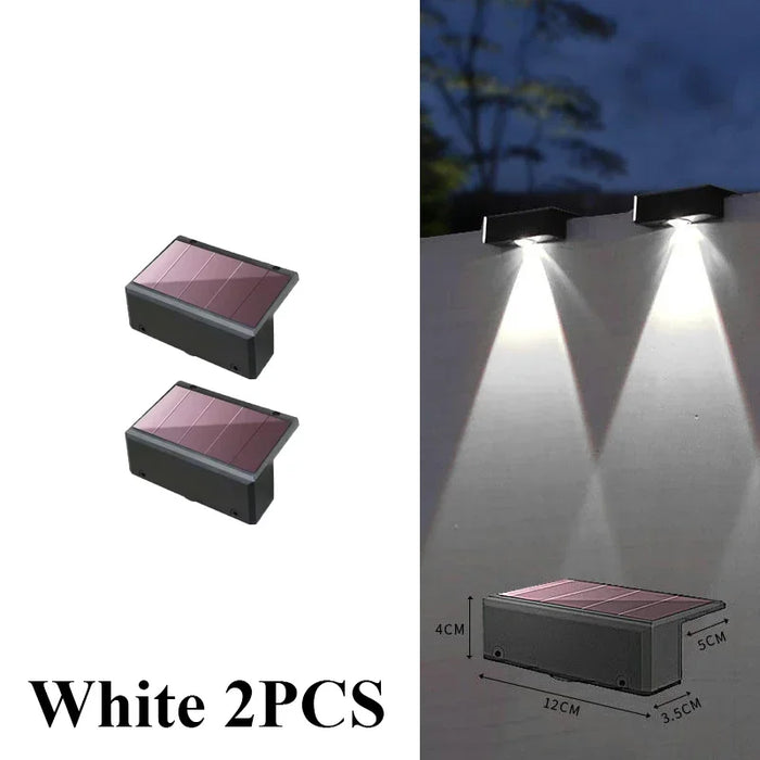 Solar Powered Fence Lights Outdoor Waterproof LED Spot Lens Solar Lamp for Outside Deck Yard Rail Designed for Wall Lighting