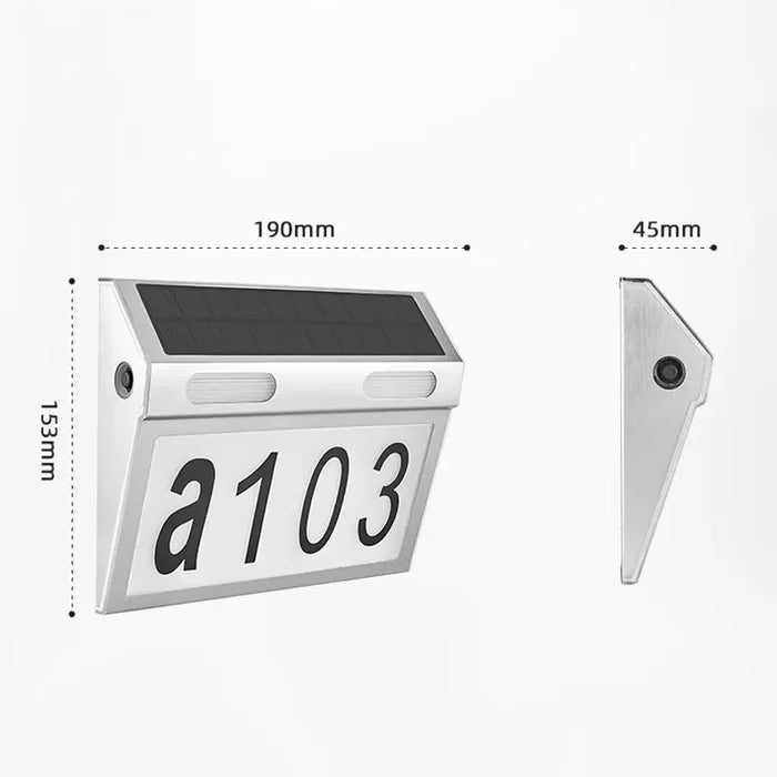 Solar House Number Lights Outdoor Waterproof LED Address Sign Lamp Wireless Sunpower Garden Door Decorative Plaque Wall Light