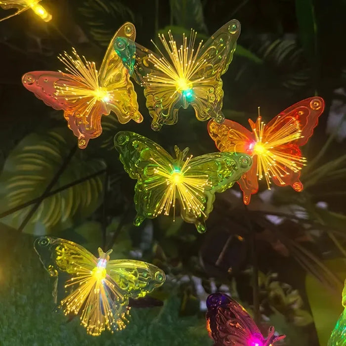 Solar Butterfly Fiber Optic Flower LED Solar Lights Outdoor Wedding Party Decor Garden Garland Lawn Lamp for Yard Patio Decor
