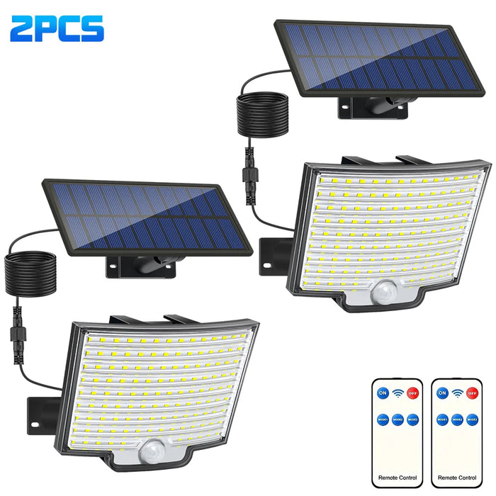 Solar Flood Lights Outdoor 122 LED Solar Motion Lights Remote Solar Security Lights Wall Lights Waterproof 3 Modes Garden
