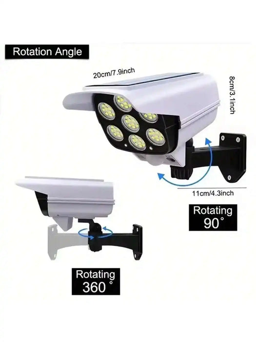 Ultra-Realistic Solar Fake Security Camera Light with Motion Activated LED&Remote Control-IP65 Waterproof Dummy CCTV Burglar Det