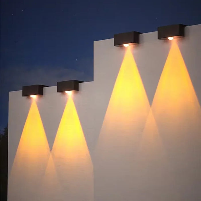 Solar Wall Lights Outdoor Square Solar Wireless Wall Mount Lights IP65 Waterproof Outdoor Wall Lamps Decorative for Garden