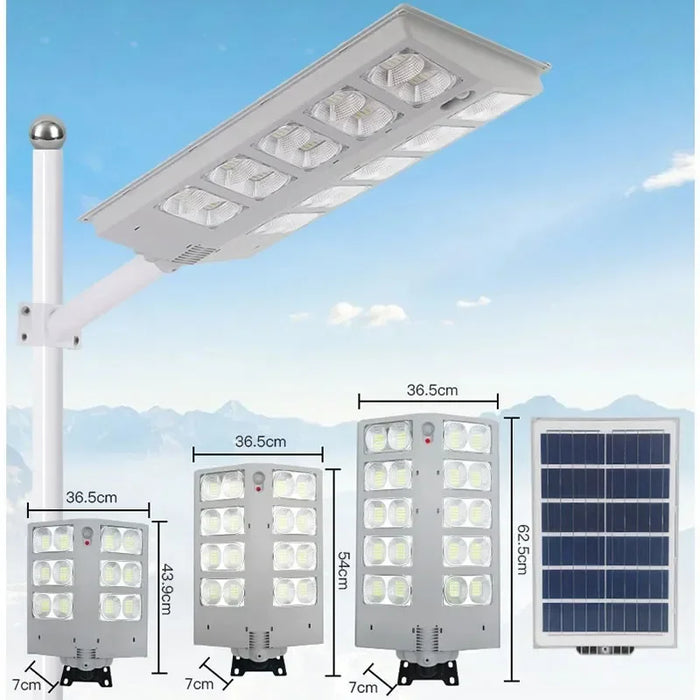 Solar Street Light with High Power Lumens and Motion Sensor for Garden Security1000W, Retractable Pole for Convenience