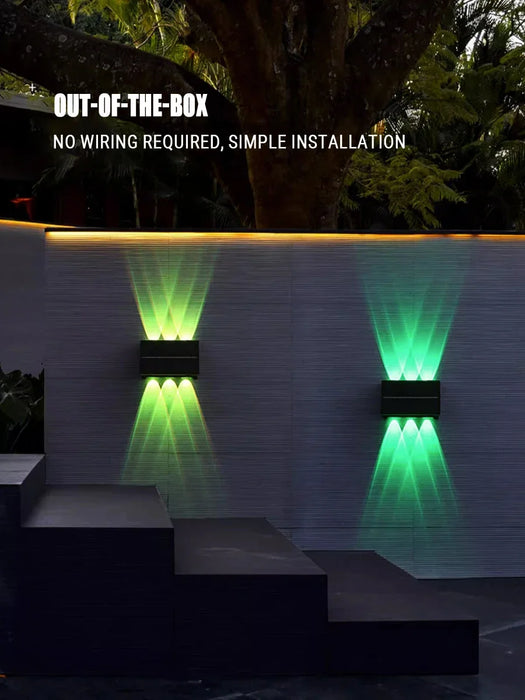 Outdoor Solar Wall Lamp Upper Lower Light Emitting Exterior Wall Lamp Waterproof LED Outdoor Lighting Dual Head Courtyard