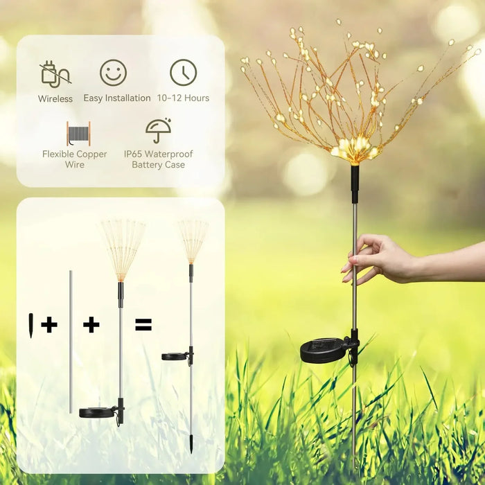 Christmas Solar Dandelion Fireworks Light Outdoor Waterproof Courtyard Garden Atmosphere Decoration Ground Insertion Lawn Light