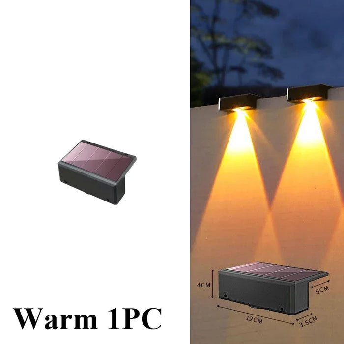 Solar Powered Fence Lights Outdoor Waterproof LED Spot Lens Solar Lamp for Outside Deck Yard Rail Designed for Wall Lighting