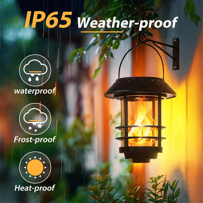Solar Wall Lantern Outdoor, Flickering Flames Solar Sconce Lights Outdoor, Hanging Lamps Wall Mount for Front Porch, Patio