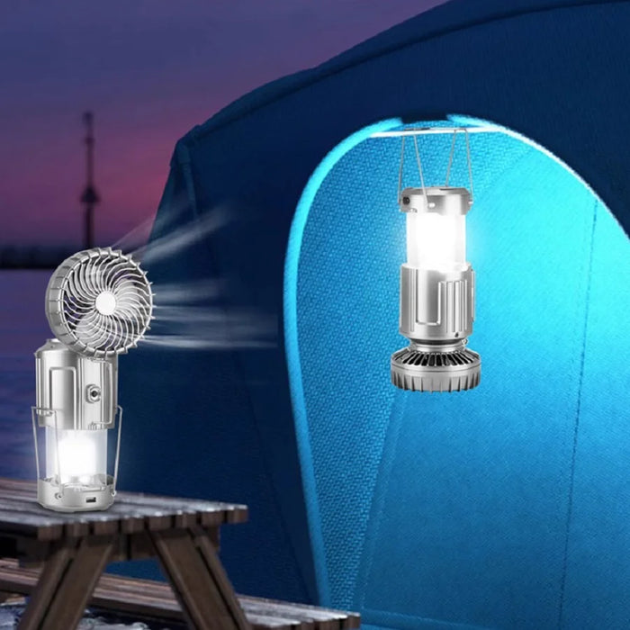 Outdoor Solar Camping Light Portable With Fan Solar Charge Hanging Tent Lamp Rechargeable Camping Flashlight Powerful Hand Lamp