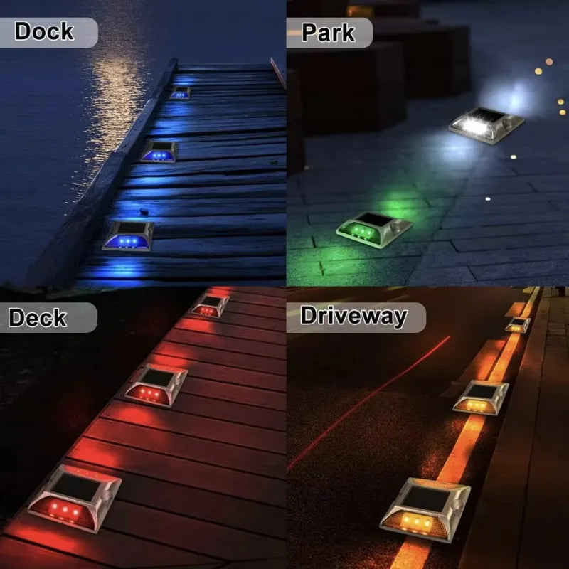 Solar Raised Pavement Marker High Brightness IP68 Waterproof Reflective Road Marker Solar Driveway Dock Light Sidewalk Stair