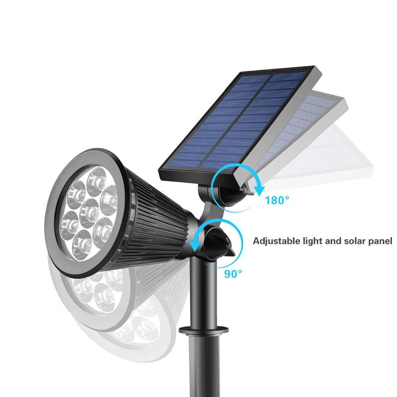 Bright 7LED Solar Landscape Spotlights Outdoor Adjustable 2-in-1 Wall Light for House Yard Garden Solar Powered Outdoor Lighting