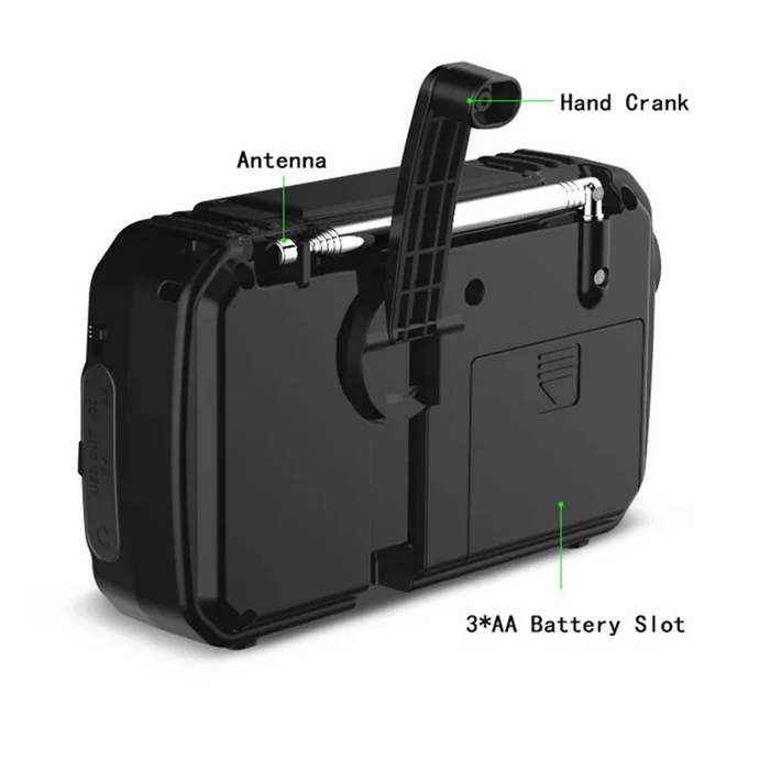 ELECT-Emergency Radio Solar Hand Crank Radio AM/FM Radio LED Flashlight SOS Alarm Power Bank Speaker